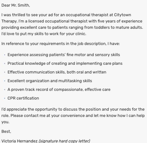 great cover letter statements